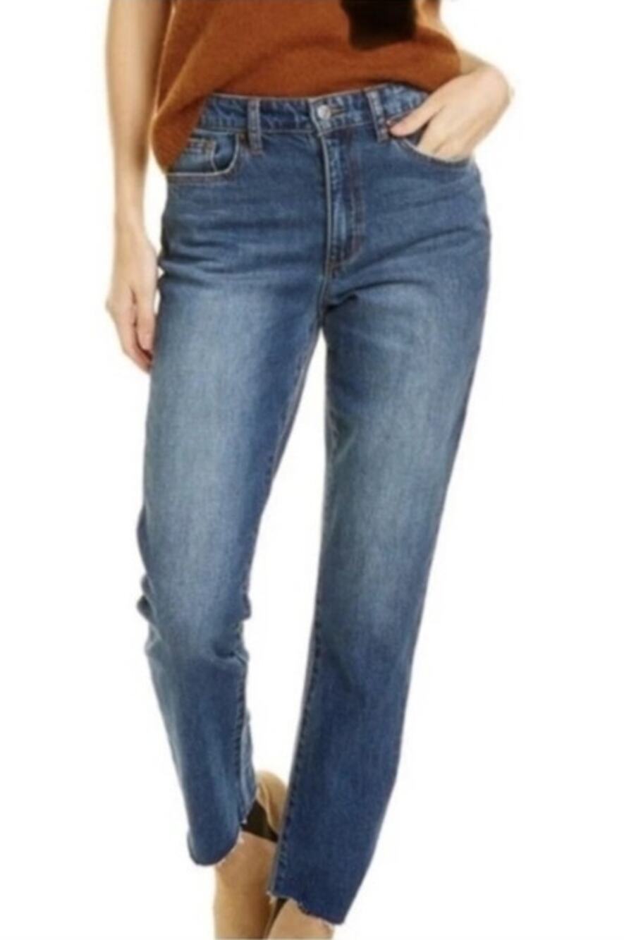 NWT Joe's Jeans High Rise Straight Leg Ankle Raw Hem Selvedge Paula Wash Size 31